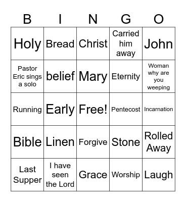 PRC Easter Bingo Card