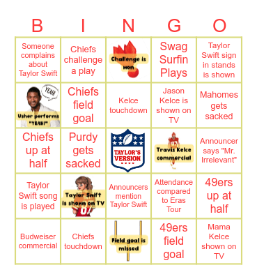 Super Bowl BINGO Card