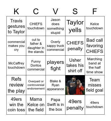 Super Bowl Bingo Card