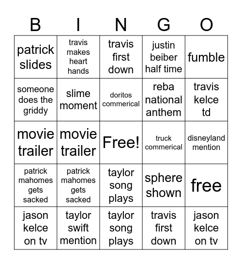 super bowl 2024 Bingo Card