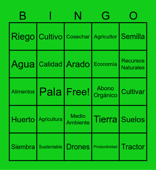 Agricultura Sostenible Bingo Card