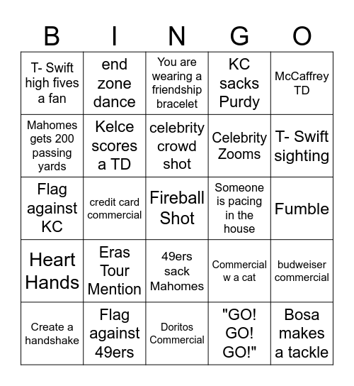 SUPER BOWL (Taylor's version) Bingo Card