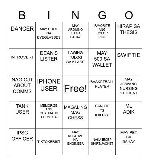 IPSC BINGO Card