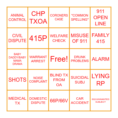 DISPATCH BINGO Card