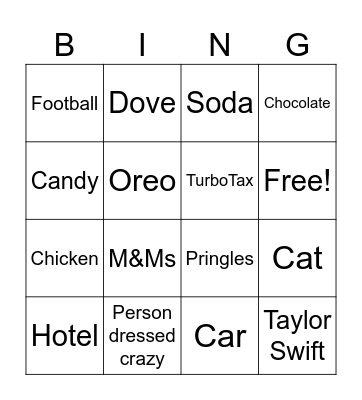 Superbowl 2024 Bingo Card