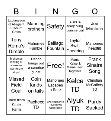 SUPERBOWL BINGO Card