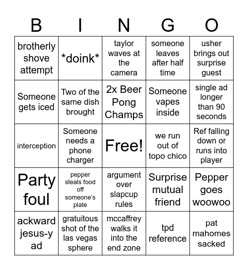 barrbur superbowl 58 Bingo Card