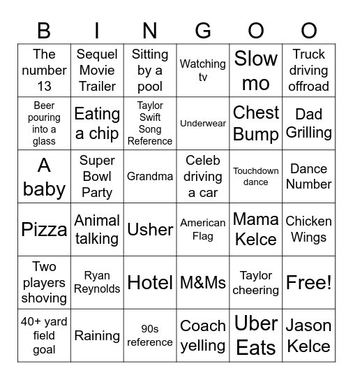 Superbowl (Taylor's Version) Bingo Card