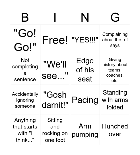 Dad Bingo! Bingo Card
