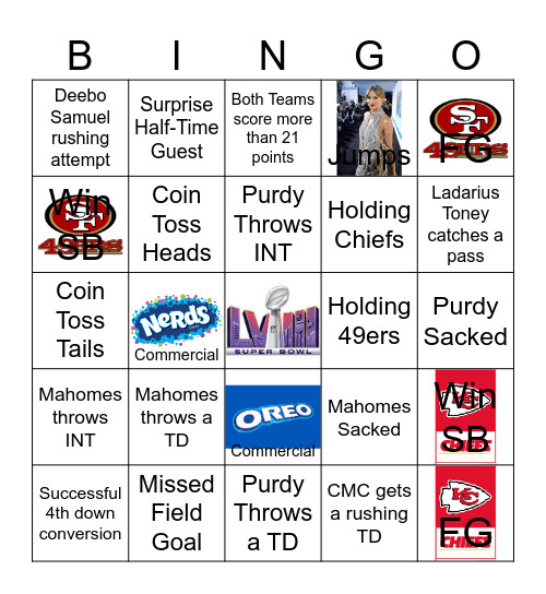 Super Bowl 58 Bingo Card