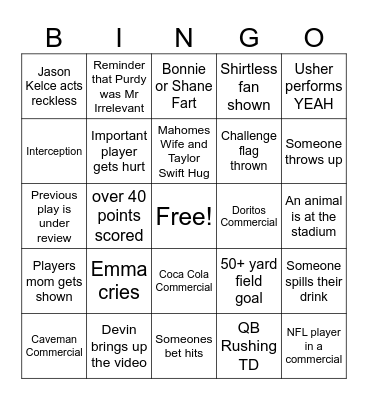 2024 SUPER BOWL BY ALLENOWNZ Bingo Card