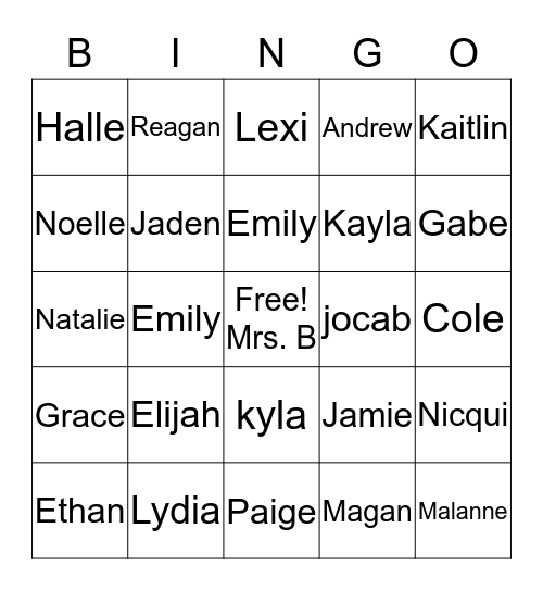 Student Council Bingo Card