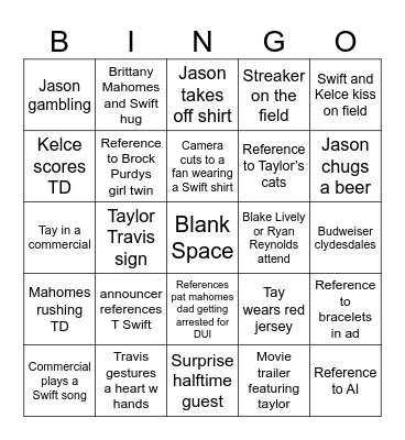 Taylor Bowl Bingo Card