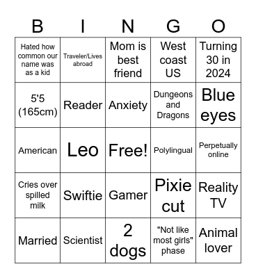 Emily Bingo! Bingo Card