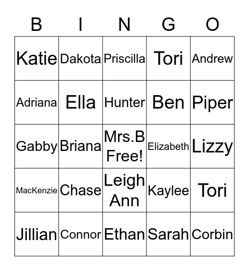 Student Council* Bingo Card