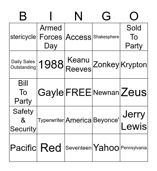 Shred-It Bingo Card