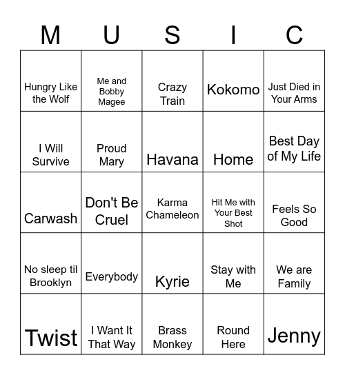 Alliterative Artist Bingo Card