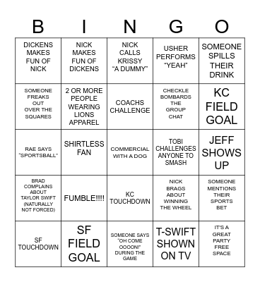 2024 SUPER BOWL Bingo Card
