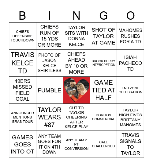 TAYLOR <3'S TRAVIS Bingo Card