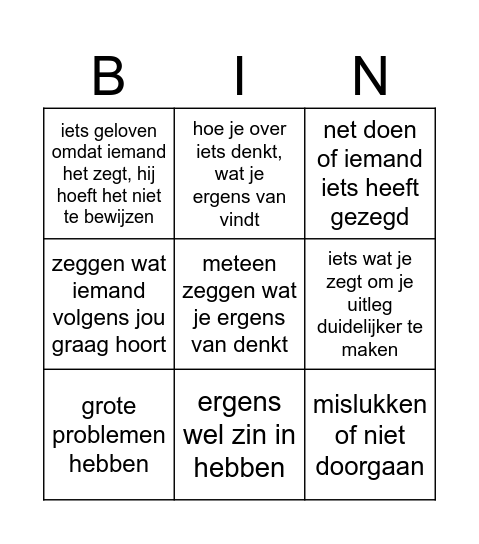 Woordenschat (mis)communicatie Bingo Card