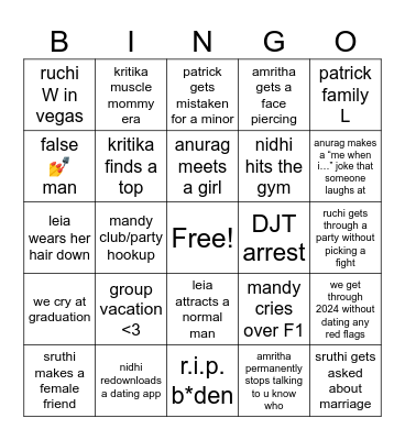 2024 we are so back Bingo Card