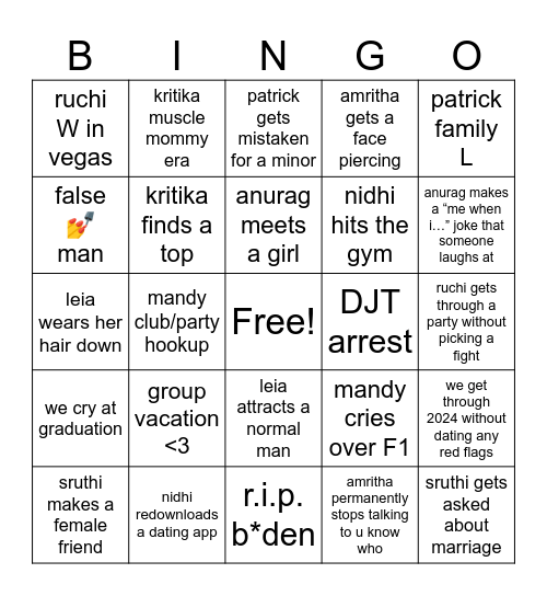 2024 we are so back Bingo Card