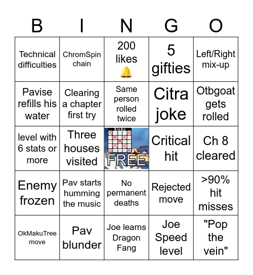 Youtube Plays Fire Emblem Fates: Chapter 8 Bingo Rematch Bingo Card