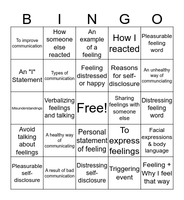 Improving Communication Bingo Card