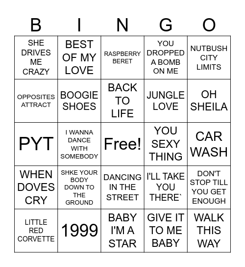 PRINCE RADIO Bingo Card