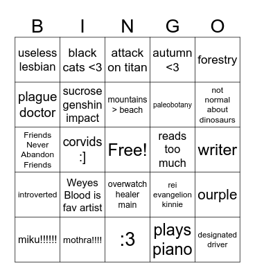 Paige Bingo Card