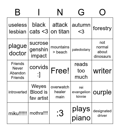 Paige Bingo Card