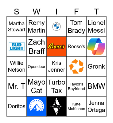 Here For Taylor Bingo Card