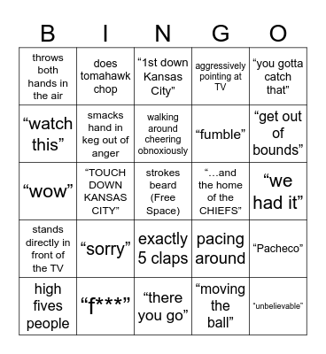 Todd Saltzman Super Bowl Bingo Card