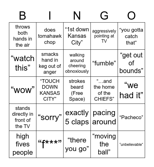 Todd Saltzman Super Bowl Bingo Card