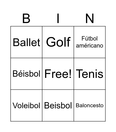 LOS DEPORTES Bingo Card