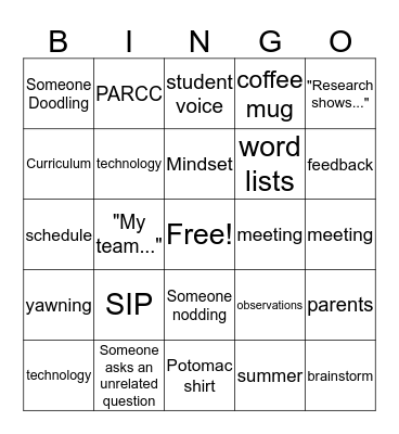 PELT Bingo Card