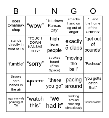 Todd Saltzman Super Bowl Bingo Card