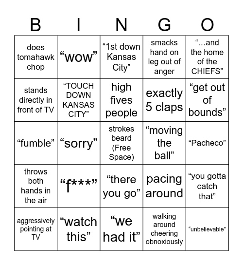 Todd Saltzman Super Bowl Bingo Card