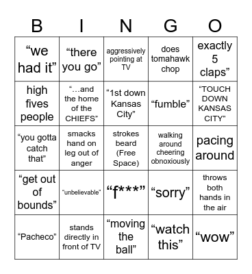 Todd Saltzman Super Bowl Bingo Card