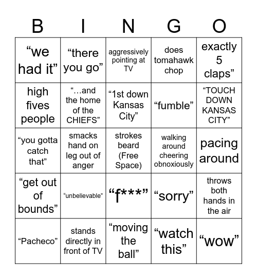 Todd Saltzman Super Bowl Bingo Card