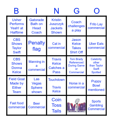 Superbowl 58 Chiefs vs 49ers Bingo Card