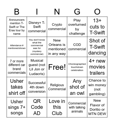 Big Owl Bingo Card