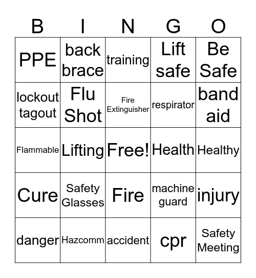 Ipsen Safety Week 2016 Bingo Card