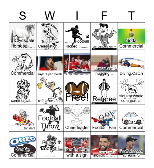SWIFTIE BOWL Chiefs vs Eagles 2025 Bingo Card