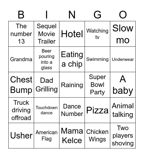 Superbowl (Taylor's Version) Bingo Card