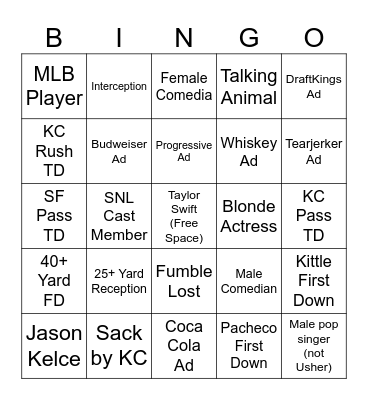 Superb Owl Bingo Card