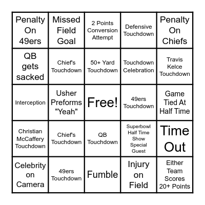 Superbowl (Taylor's Version) Bingo Card