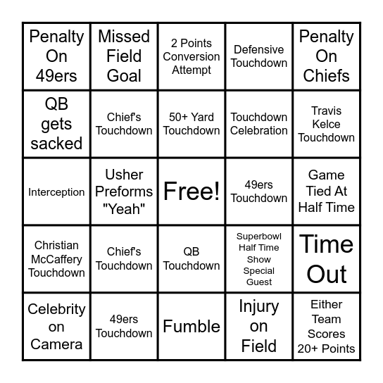 Superbowl (Taylor's Version) Bingo Card