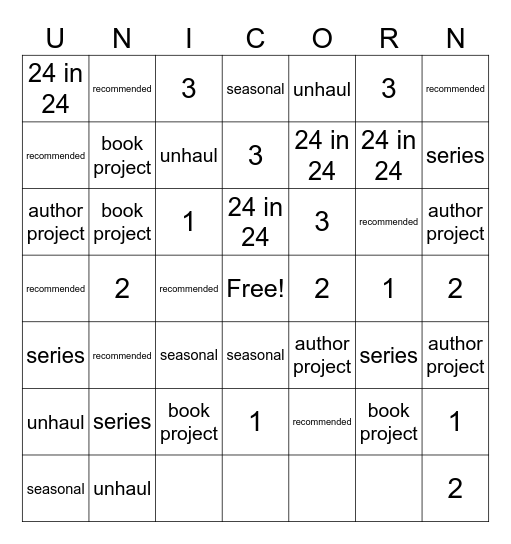 TBR Bingo Card