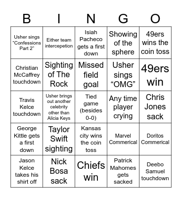 SUPER BOWL LVIII Bingo Card